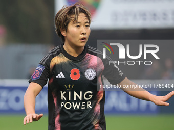 Yuka Momiki of Leicester City Women participates in the Barclays FA Women's Super League soccer match between West Ham United Women and Leic...