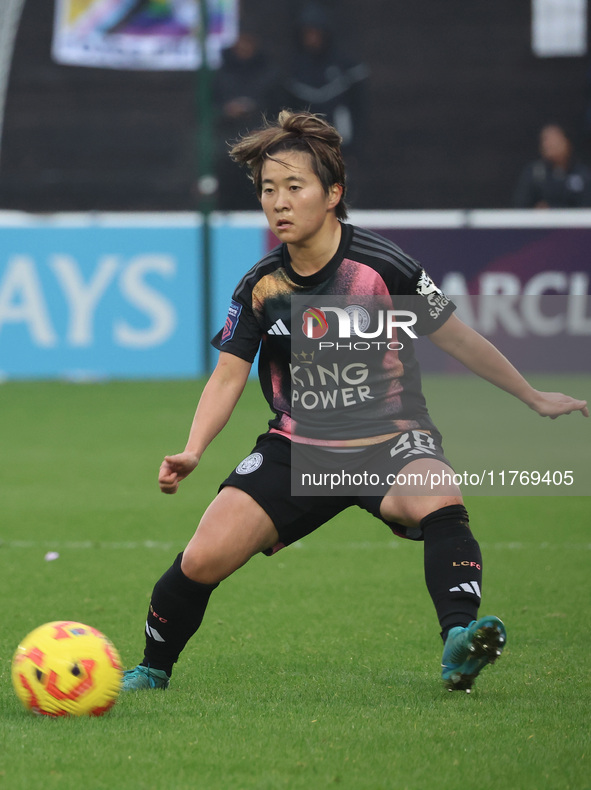 Yuka Momiki of Leicester City Women plays during the Barclays FA Women's Super League soccer match between West Ham United Women and Leicest...