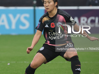 Yuka Momiki of Leicester City Women plays during the Barclays FA Women's Super League soccer match between West Ham United Women and Leicest...