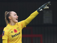 Kinga Szemik of West Ham United WFC plays during the Barclays FA Women's Super League soccer match between West Ham United Women and Leicest...