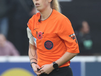 Referee Abigail Byrne officiates during the Barclays FA Women's Super League soccer match between West Ham United Women and Leicester City W...