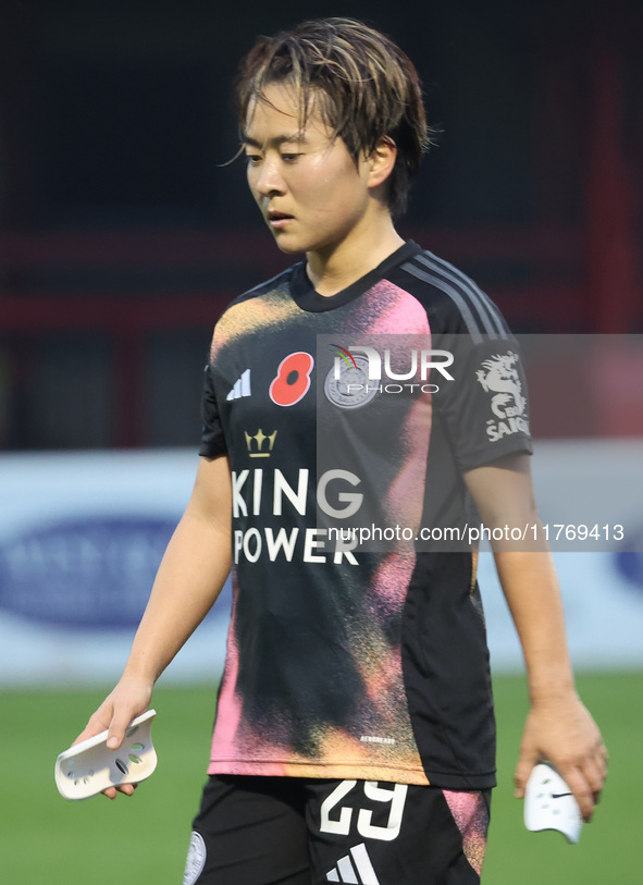 Yuka Momiki of Leicester City Women plays during the Barclays FA Women's Super League soccer match between West Ham United Women and Leicest...