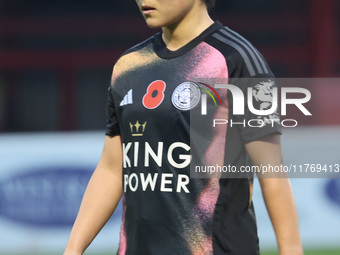 Yuka Momiki of Leicester City Women plays during the Barclays FA Women's Super League soccer match between West Ham United Women and Leicest...