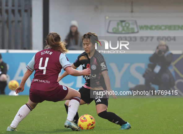 Yuka Momiki of Leicester City Women plays during the Barclays FA Women's Super League soccer match between West Ham United Women and Leicest...