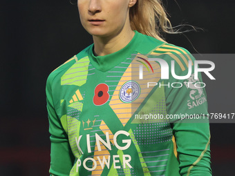 Janina Leitzig of Leicester City Women plays during the Barclays FA Women's Super League soccer match between West Ham United Women and Leic...