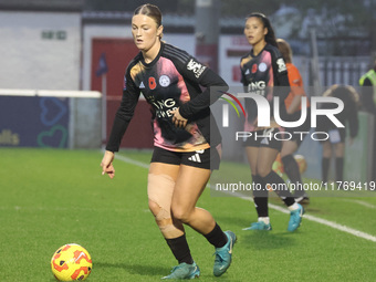 Ruby Mace of Leicester City Women plays during the Barclays FA Women's Super League soccer match between West Ham United Women and Leicester...