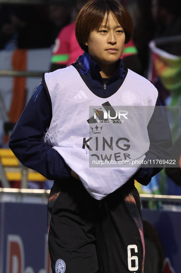 Saori Takarada of Leicester City Women participates in the Barclays FA Women's Super League soccer match between West Ham United Women and L...