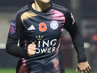 CJ Bott of Leicester City Women participates in the Barclays FA Women's Super League soccer match between West Ham United Women and Leiceste...