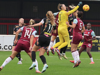 Kinga Szemik of West Ham United WFC (yellow) plays during the Barclays FA Women's Super League soccer match between West Ham United Women an...