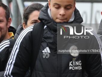 Aileen Whelan of Leicester City participates in the Barclays FA Women's Super League soccer match between West Ham United Women and Leiceste...