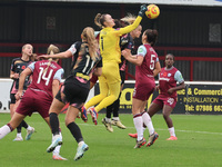 Kinga Szemik of West Ham United WFC (yellow) plays during the Barclays FA Women's Super League soccer match between West Ham United Women an...