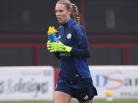 Rebekah Dowsett of Leicester City Women participates in the pre-match warm-up during the Barclays FA Women's Super League soccer match betwe...