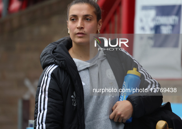 During the pre-match warm-up of the Barclays FA Women's Super League soccer match between West Ham United Women and Leicester City Women at...