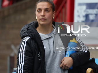 During the pre-match warm-up of the Barclays FA Women's Super League soccer match between West Ham United Women and Leicester City Women at...