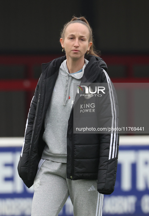 Sari Kees of Leicester City Women participates in the pre-match warm-up during the Barclays FA Women's Super League soccer match between Wes...