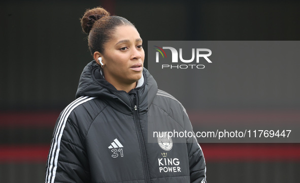 Shana Chossenotte of Leicester City Women participates in the pre-match warm-up during the Barclays FA Women's Super League soccer match bet...