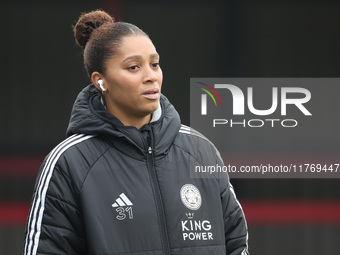 Shana Chossenotte of Leicester City Women participates in the pre-match warm-up during the Barclays FA Women's Super League soccer match bet...