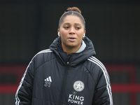 Chantelle Swaby of Leicester City Women participates in the pre-match warm-up during the Barclays FA Women's Super League soccer match betwe...