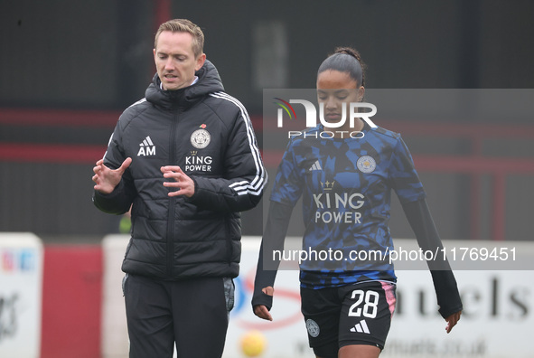 In Dagenham, England, on November 10, 2024, Shana Chossenotte of Leicester City Women plays during the Barclays FA Women's Super League socc...