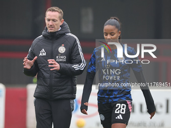 In Dagenham, England, on November 10, 2024, Shana Chossenotte of Leicester City Women plays during the Barclays FA Women's Super League socc...