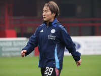 In Dagenham, England, on November 10, 2024, during the pre-match warm-up of the Barclays FA Women's Super League soccer match between West H...