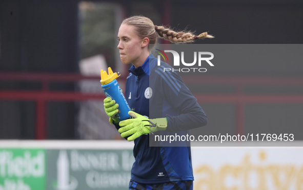 Rebekah Dowsett of Leicester City Women participates in the pre-match warm-up during the Barclays FA Women's Super League soccer match betwe...