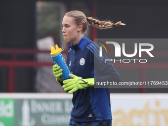 Rebekah Dowsett of Leicester City Women participates in the pre-match warm-up during the Barclays FA Women's Super League soccer match betwe...