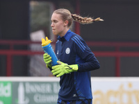 Rebekah Dowsett of Leicester City Women participates in the pre-match warm-up during the Barclays FA Women's Super League soccer match betwe...