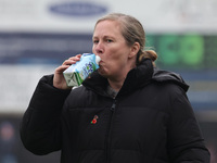 Rehanne Skinner manages West Ham United Women during the Barclays FA Women's Super League soccer match between West Ham United Women and Lei...