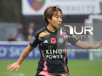 Yuka Momiki of Leicester City Women participates in the Barclays FA Women's Super League soccer match between West Ham United Women and Leic...