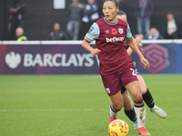 Lime Mengwen, on loan from Brighton & Hove Albion, of West Ham United WFC plays during the Barclays FA Women's Super League soccer match bet...