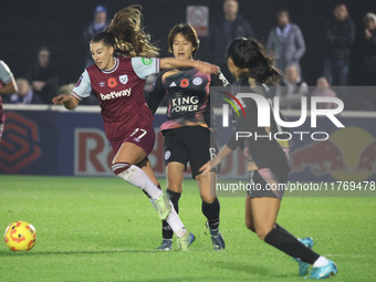 Seraina Piubel of West Ham United WFC is in action during the Barclays FA Women's Super League soccer match between West Ham United Women an...