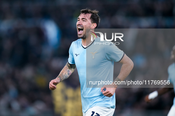 Alessio Romagnoli of SS Lazio celebrates after scoring first goal during the UEFA Europa League 2024/25 League Phase MD4 match between SS La...