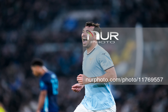 Alessio Romagnoli of SS Lazio celebrates after scoring first goal during the UEFA Europa League 2024/25 League Phase MD4 match between SS La...