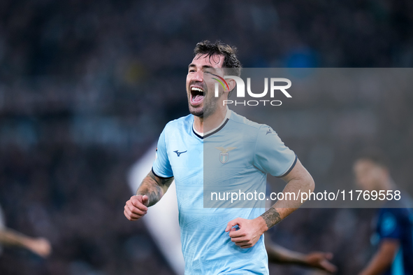 Alessio Romagnoli of SS Lazio celebrates after scoring first goal during the UEFA Europa League 2024/25 League Phase MD4 match between SS La...