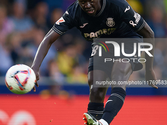 Gueye of Villarreal CF is in action during the LaLiga EA Sports match between Villarreal CF and Deportivo Alaves at Estadio de la Ceramica i...