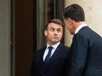 French President Emmanuel Macron receives NATO Secretary General Mark Rutte at the Elysee Palace in Paris, France, on November 12, 2024. (