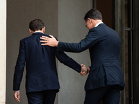 French President Emmanuel Macron receives NATO Secretary General Mark Rutte at the Elysee Palace in Paris, France, on November 12, 2024. (