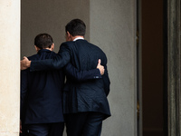 French President Emmanuel Macron receives NATO Secretary General Mark Rutte at the Elysee Palace in Paris, France, on November 12, 2024. (