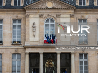 French President Emmanuel Macron receives NATO Secretary General Mark Rutte at the Elysee Palace in Paris, France, on November 12, 2024. (