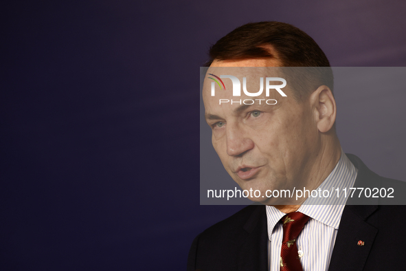 Minister of Foreign Affairs of Poland Radoslaw Sikorski during the press conference in Warsaw, Poland on November 12, 2024. 