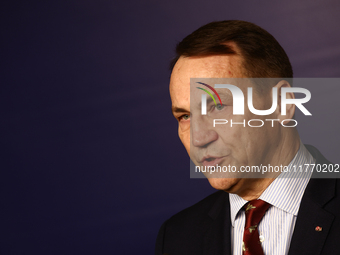 Minister of Foreign Affairs of Poland Radoslaw Sikorski during the press conference in Warsaw, Poland on November 12, 2024. (