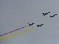 The ''August 1'' aerobatic team of the Chinese Air Force flies a J-10C during a demonstration at the 2024 Zhuhai Air Show in Zhuhai, China,...