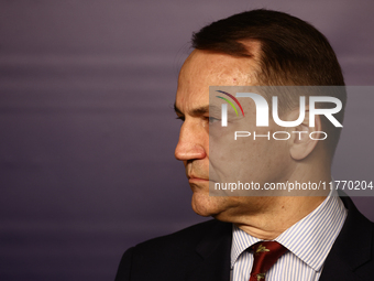 Minister of Foreign Affairs of Poland Radoslaw Sikorski during the press conference in Warsaw, Poland on November 12, 2024. (