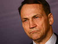 Minister of Foreign Affairs of Poland Radoslaw Sikorski during the press conference in Warsaw, Poland on November 12, 2024. (