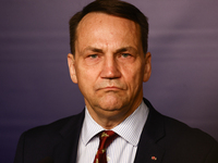 Minister of Foreign Affairs of Poland Radoslaw Sikorski during the press conference in Warsaw, Poland on November 12, 2024. (