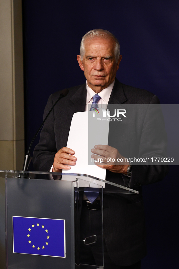 High Representative of the Union for Foreign Affairs and Security Policy Josep Borrell during the press conference in Warsaw, Poland on Nove...