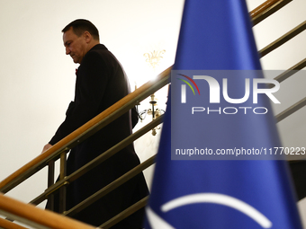 Minister of Foreign Affairs of Poland Radoslaw Sikorski after the press conference in Warsaw, Poland on November 12, 2024. (