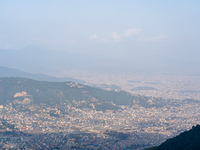 The air pollution level increases significantly in Kathmandu, Nepal, on November 12, 2024. (