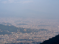 The air pollution level increases significantly in Kathmandu, Nepal, on November 12, 2024. (